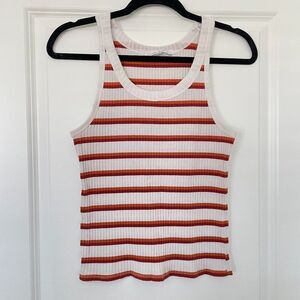 90's Hippie Rose Ribbed Striped Tank Top – Size Large